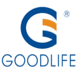 Logo de Goodlife con colores azul y naranja, representando una 'G' estilizada en la palabra 'GOODLIFE