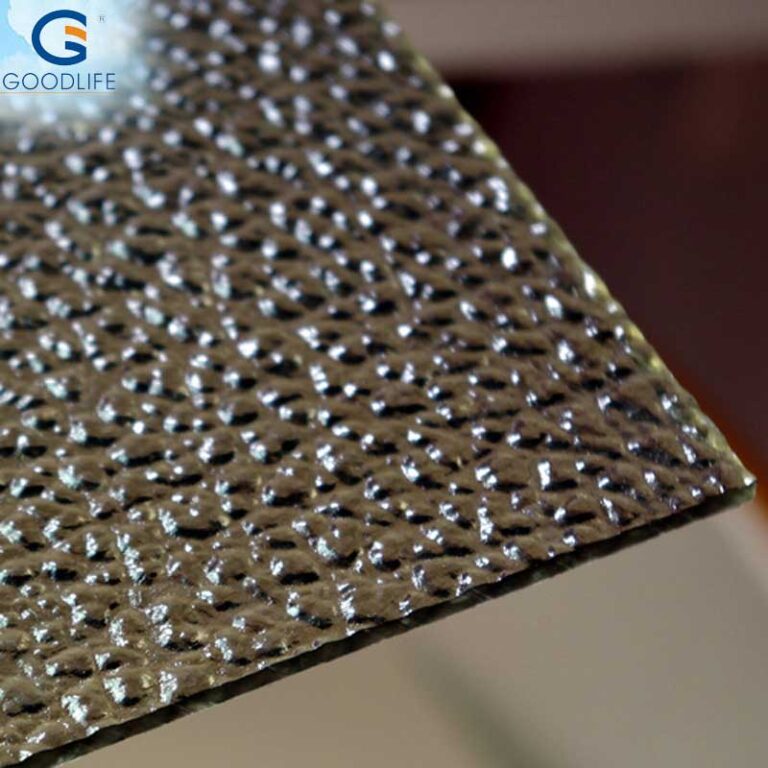 Hojas de policarbonato con patrón de gotas de lluvia en color marrón